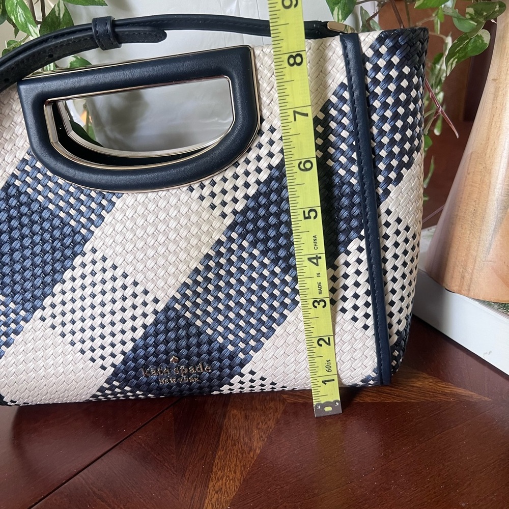 NWT Kate Spade Alexia Clutch Navy Blue/Cream Gingham Clutch/Crossbody - Picture 7 of 7